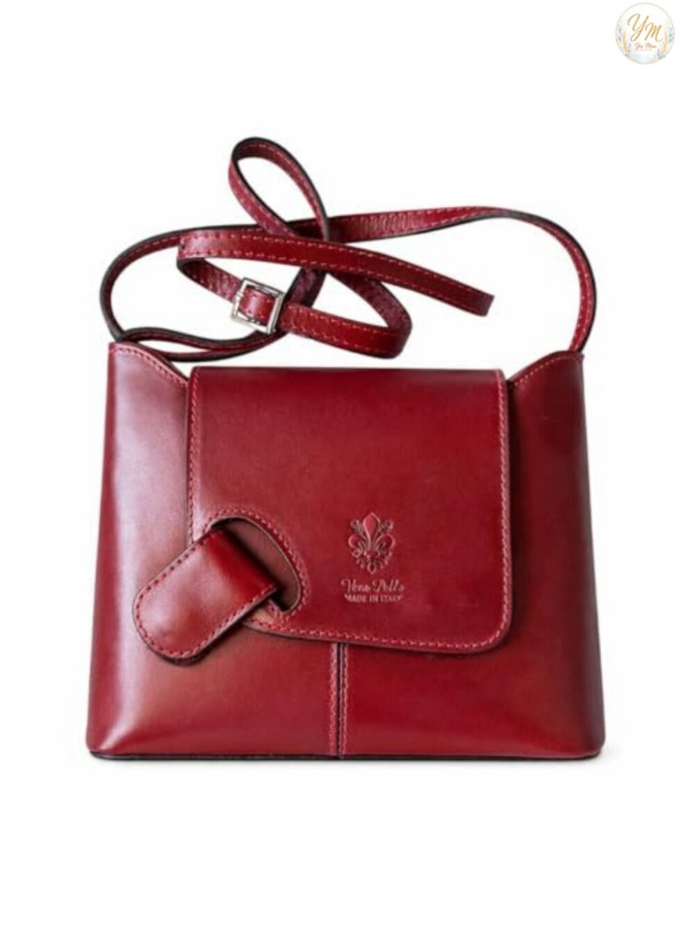 Genuine Italian Leather Crossbody Bag Purse with Zipper Closure